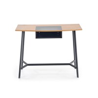 Birou B 41, cu raft depozitare, stejar + negru, 100x50x76 cm - 1