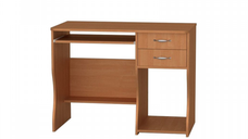Birou PC SKM-7, cu suport glisant pentru tastatura, 2 sertare, rafturi depozitare, cires, 100x55x77 cm