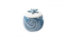 Borcan cu capac Sea, portelan, melc, 11,5x14 cm