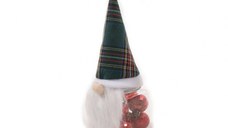 Borcan decorativ santa cu 10 globuri, verde, 8x7x24 cm