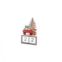 Calendar decorativ Craciun, autoturism, lemn, 7,5x4x12 cm - 1