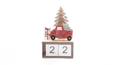 Calendar decorativ Craciun, camioneta, lemn, 7,5x4x12 cm