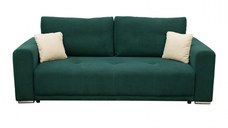 Canapea BERNA extensibila, 3 locuri, cu arcuri si lada depozitare, verde, 238x108x77 cm