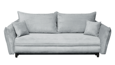 Canapea CAMILLE extensibila, 3 locuri, cu arcuri si lada depozitare, gri deschis, 238x115x95 cm
