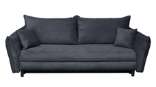 Canapea CAMILLE extensibila, 3 locuri, cu arcuri si lada depozitare, gri inchis, 238x115x95 cm