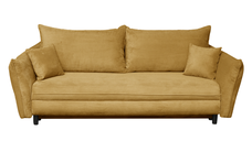 Canapea CAMILLE extensibila, 3 locuri, cu arcuri si lada depozitare, mustar, 238x115x95 cm