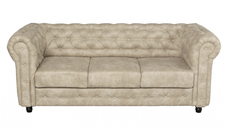 Canapea CHESTERFIELD extensibila, 3 locuri, cu arcuri, bej, 205x90x80 cm