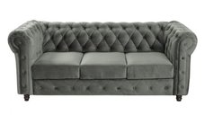Canapea CHESTERFIELD extensibila, 3 locuri, cu arcuri, gri deschis, 205x90x80 cm
