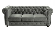 Canapea CHESTERFIELD extensibila, 3 locuri, cu arcuri, gri deschis, 205x90x80 cm