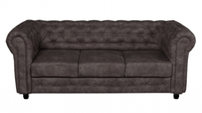 Canapea CHESTERFIELD extensibila, 3 locuri, cu arcuri, maro inchis, 205x90x80 cm