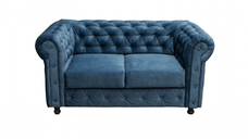 Canapea CHESTERFIELD fixa, 2 locuri, cu arcuri, albastru, 168x90x80 cm
