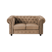 Canapea CHESTERFIELD fixa, 2 locuri, cu arcuri, bej, 168x90x80 cm - 1