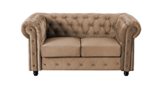 Canapea CHESTERFIELD fixa, 2 locuri, cu arcuri, bej, 168x90x80 cm
