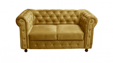 Canapea CHESTERFIELD fixa, 2 locuri, cu arcuri, galben, 168x90x80 cm