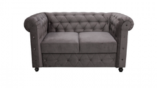 Canapea CHESTERFIELD fixa, 2 locuri, cu arcuri, gri, 168x90x80 cm