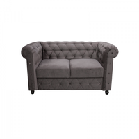Canapea CHESTERFIELD fixa, 2 locuri, cu arcuri, gri, 168x90x80 cm - 1
