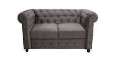 Canapea CHESTERFIELD fixa, 2 locuri, cu arcuri, gri, 168x90x80 cm