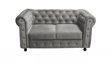 Canapea CHESTERFIELD fixa, 2 locuri, cu arcuri, gri deschis, 168x90x80 cm