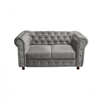 Canapea CHESTERFIELD fixa, 2 locuri, cu arcuri, gri deschis, 168x90x80 cm - 1
