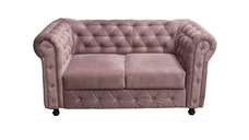 Canapea CHESTERFIELD fixa, 2 locuri, cu arcuri, roz prafuit, 168x90x80 cm