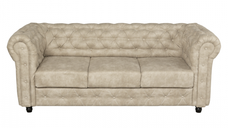 Canapea CHESTERFIELD fixa, 3 locuri, cu arcuri, bej, 205x90x80 cm