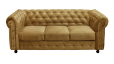 Canapea CHESTERFIELD fixa, 3 locuri, cu arcuri, galben, 205x90x80 cm
