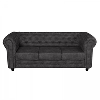 Canapea CHESTERFIELD fixa, 3 locuri, cu arcuri, gri inchis, 205x90x80 cm - 1