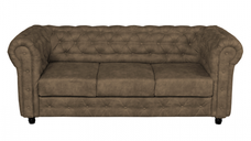 Canapea CHESTERFIELD fixa, 3 locuri, cu arcuri, maro deschis, 205x90x80 cm