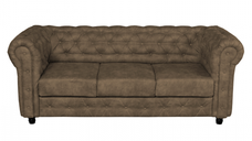 Canapea CHESTERFIELD fixa, 3 locuri, cu arcuri, maro deschis, 205x90x80 cm