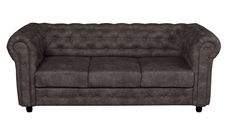 Canapea CHESTERFIELD fixa, 3 locuri, cu arcuri, maro inchis, 205x90x80 cm