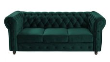 Canapea CHESTERFIELD fixa, 3 locuri, cu arcuri, verde, 205x90x80 cm