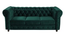 Canapea CHESTERFIELD fixa, 3 locuri, cu arcuri, verde, 205x90x80 cm