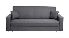 Canapea CORINNE II extensibila, 3 locuri, cu lada depozitare, gri inchis, 220x90x96 cm