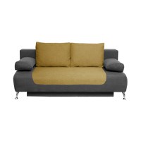 Canapea DARIA extensibila, 3 locuri, cu arcuri si lada depozitare, gri inchis + galben, 195x98x74 cm - 1