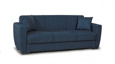 Canapea DOLCE extensibila, 3 locuri, cu arcuri si lada depozitare, albastru, 214x73x80 cm