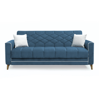 Canapea extensibila ALICE ONE, 3 locuri, cu arcuri si lada pentru depozitare, albastru + crem, 225x85x85 cm - 1