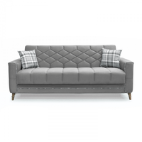 Canapea extensibila ALICE ONE, 3 locuri, cu arcuri si lada pentru depozitare, gri + print, 225x85x85 cm - 1