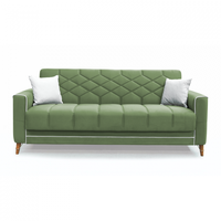 Canapea extensibila ALICE ONE, 3 locuri, cu arcuri si lada pentru depozitare, verde + crem, 225x85x85 cm - 1
