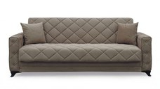 Canapea extensibila HEGEL, 3 locuri, cu arcuri si lada pentru depozitare, maro, 228x85x85 cm