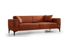 Canapea extensibila HORIZON, 3 locuri, rosu de tigla, 230x95x77 cm