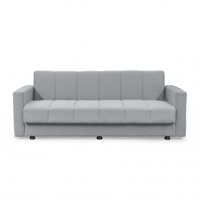 Canapea extensibila MARBELLA ONE, 3 locuri, cu arcuri si lada depozitare, gri deschis, 214x73x80 cm - 1
