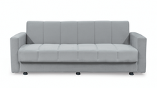 Canapea extensibila MARBELLA ONE, 3 locuri, gri, cu arcuri si lada de depozitare, dimensiuni 214x73x80 cm