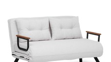 Canapea extensibila SANDO, 2 locuri, alb, 133x78x78 cm