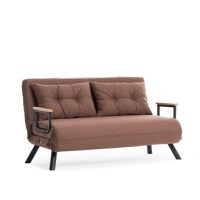 Canapea extensibila SANDO, 2 locuri, maro deschis, 133x78x78 cm - 1