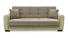 Canapea extensibila VIOLA, 3 locuri, cu arcuri si lada pentru depozitare, crem + maro, 228x85x85 cm