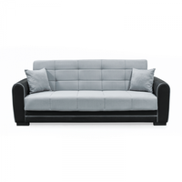 Canapea extensibila VIOLA, 3 locuri, cu arcuri si lada pentru depozitare, negru + gri deschis, 228x85x85 cm - 1
