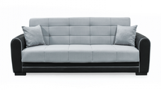 Canapea extensibila VIOLA, 3 locuri, cu arcuri si lada pentru depozitare, negru + gri deschis, 228x85x85 cm