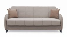 Canapea extensibila WAVE, 3 locuri, bej si maro, cu arcuri si lada de depozitare, dimensiuni 198x80x80 cm