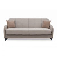 Canapea extensibila WAVE, 3 locuri, cu arcuri si lada pentru depozitare, bej + maro, 198x80x80 cm - 1