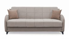 Canapea extensibila WAVE, 3 locuri, cu arcuri si lada pentru depozitare, bej + maro, 198x80x80 cm